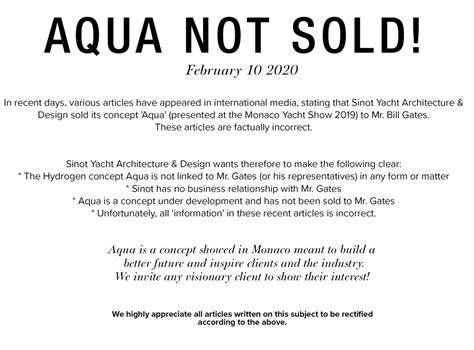 These articles are factually incorrect, sinot yacht architecture and design wrote on its website and social media accounts. Nein, Bill Gates hat sich keine Wasserstoff-Yacht für 644 ...