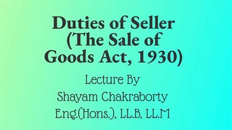 We did not find results for: Duties of the Seller- The Sale of Goods Act, 1930 - YouTube