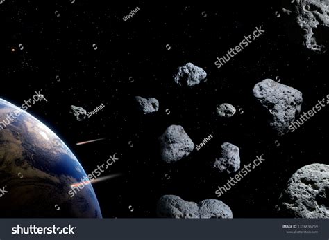 3d Illustration Earth Planet Meteorites Deep Stock Illustration
