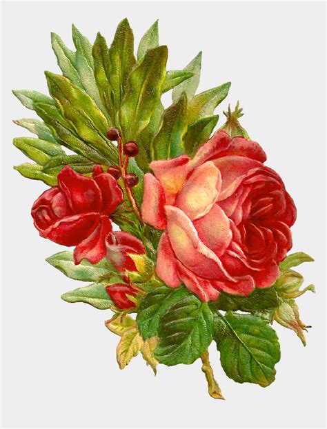 Free Digital Flower Clip Art Of Red Rose Bouquet Graphic Flowers