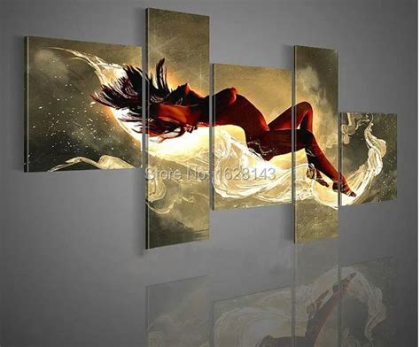 5pcs Home Decoration Art 100 Hand Painted Modern Abstract Oil Painting On Canvas Sleeping