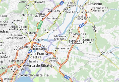 Map of salvaterra de magos (santarem region / portugal), satellite view: Mapa Salvaterra de Magos - plano Salvaterra de Magos ...