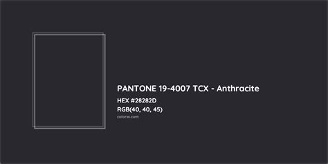 PANTONE 19 4007 TCX Anthracite Complementary Or Opposite Color Name