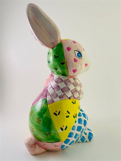 Hand Painted Bunny Rabbit Ceramic Etsy