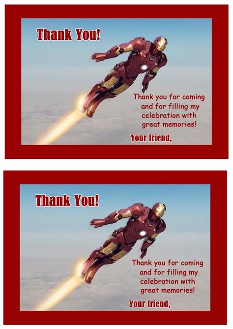 Saying thank you has never been easier! Iron Man Thank you Cards - Birthday Printable