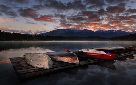 Download Wallpaper For 1280x720 Resolution Lake Boats Sunset