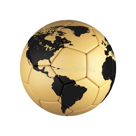 Soccer Football With World Map Isolated On White Background Stock