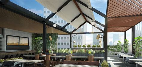 A Giant Earls Kitchen Bar Opens This Fall At The Pru Building Exterior Patio Deck Roof Deck