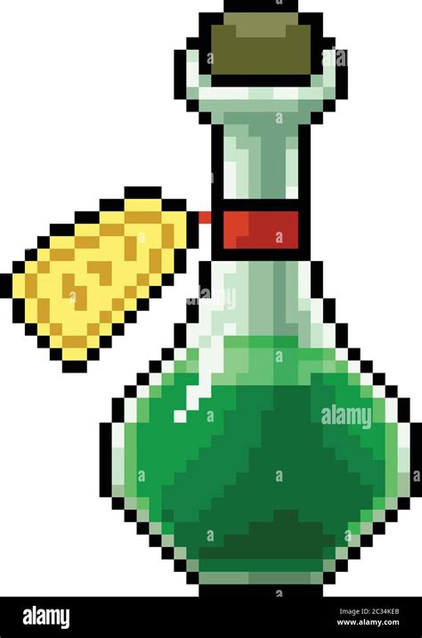 Vector Pixel Art Potion Bottle Isolated Cartoon Stock Vector Image