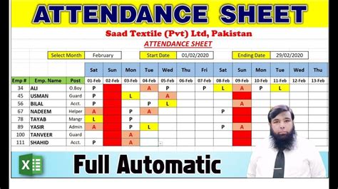 Nice Automated Attendance Sheet In Excel Format Of An Excuse Letter For