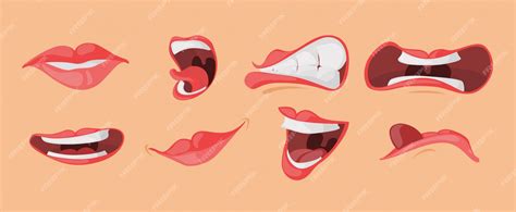 Premium Vector Mouth Expressions Facial Gestures Set In Cartoon Style