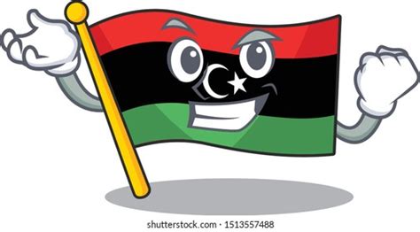 Successful Flag Libya Cartoon Isolated Mascot Stock Vector Royalty