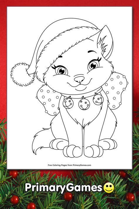 Supercoloring.com is a super fun for all ages: Christmas Kitten Coloring Page | Printable Christmas ...