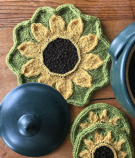 Ravelry Sunflowers Potholder And Coasters Pattern By Janice Allen