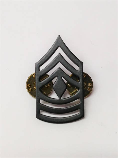 Vanguard Army First Sergeant Chevron Black Subdued Metal Rank Insignia