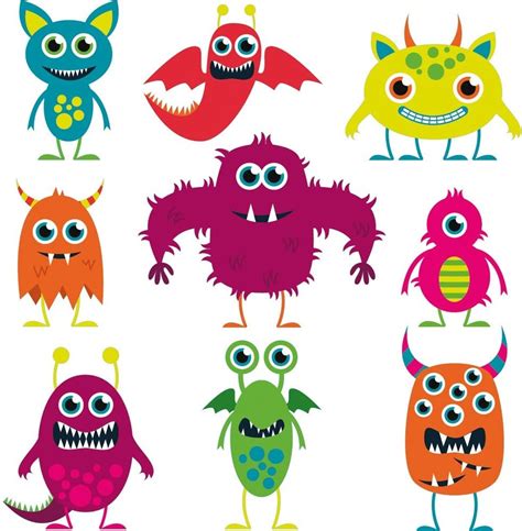 Monsters Stickers 9 Stickers Ref Nw2523 30x31 Cm Uk