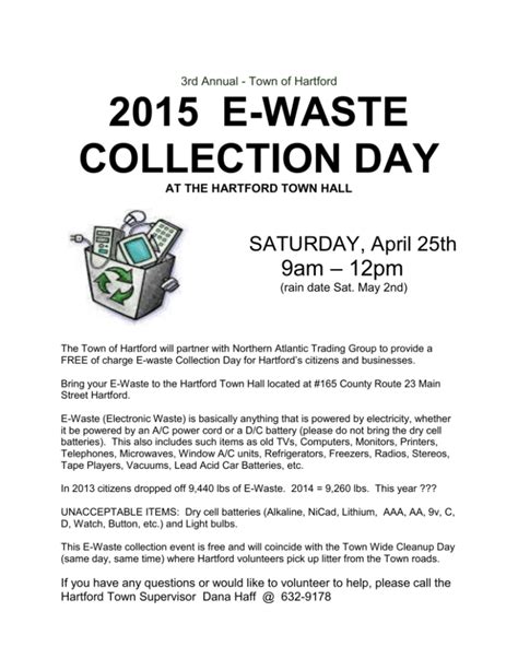 2015 E Waste Collection Day At The Hartford Town Hall