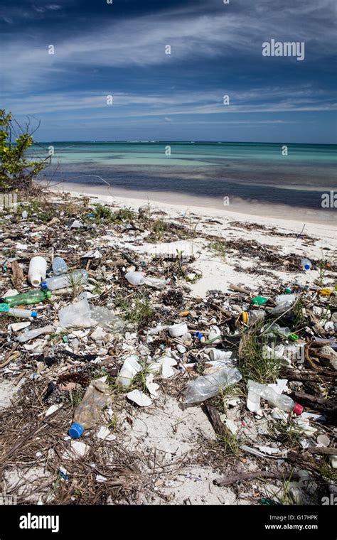 Plastic Garbage Washes Up On A Caribbean Beach Plastics Get Into The Food Chain And Are Harmful