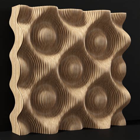 Parametric Wood Panel Wave N2 3d Model Cgtrader