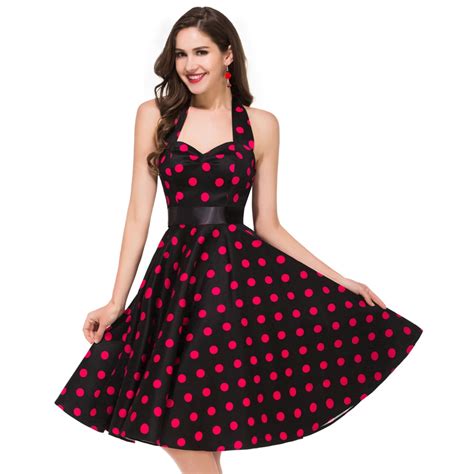 Polka Dot Women Summer Dresses 50s 60s Fashion Retro Vintage Pinup