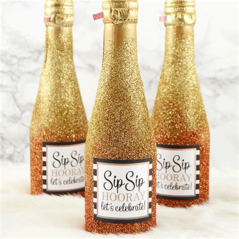 Glitter Mini Champagne Bottles For Party Or Wedding Mod Podge Rocks