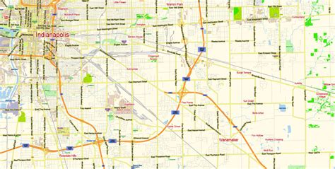Indianapolis Map Vector Metro Area N Editable Adobe Illustrator Street Map