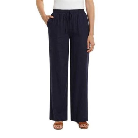 Nwot Briggs New York Womens Relaxed Fit Linen Pull On Pant Size S Navy