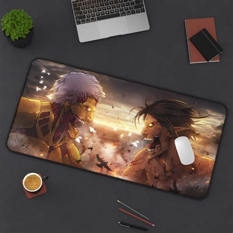 Attack On Titan Mouse Pad Eren Yeager Mouse Pad Reiner Braun Etsy