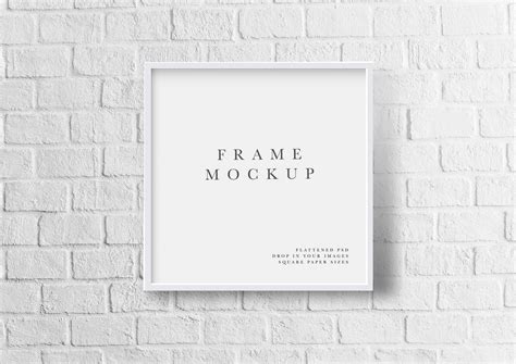 Frame Mockup 199 White Square Photo Frame Mockup Styled Thin Frame