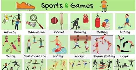 List Of Sports Names Of Different Types Of Sports And Games 7esl
