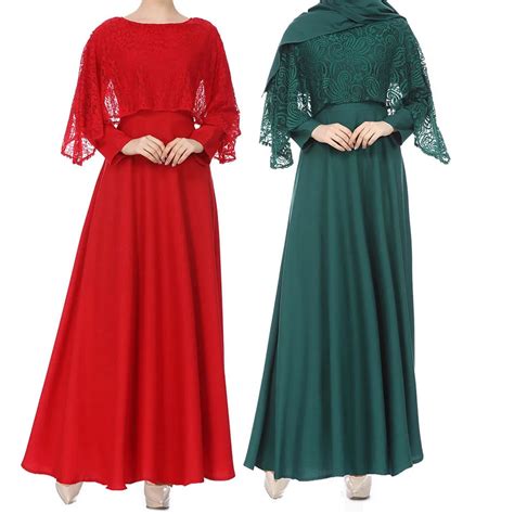 2019 women muslim kaftan abaya jilbab long sleeve lace long maxi dress islamic clothing caftan
