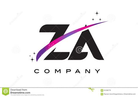 Za Z A Black Letter Logo Design With Purple Magenta Swoosh Stock Vector