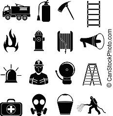 Symbole und symbole der feuerwehr. Firefighter icons und symbole ...