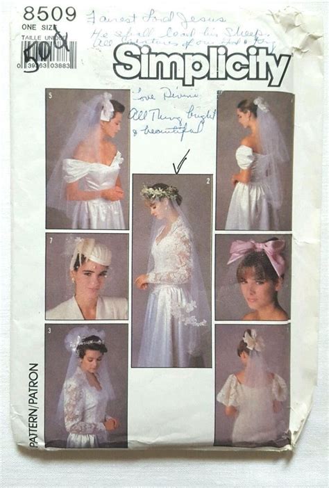 Vintage 1980s Bridal Veils And Headpieces Pattern One Size Simplicity
