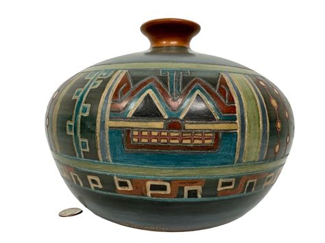 Handmade Signed Seminario Behar Urubamba Cusco Peru Pottery Vase W X H