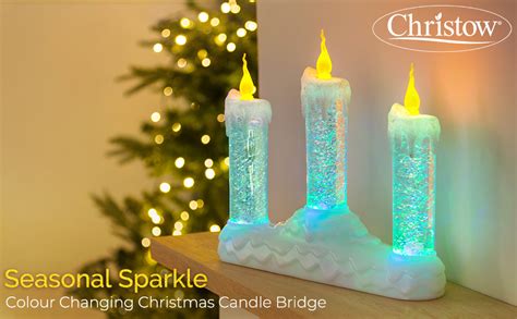 Christow Sparkly Colour Changing Candle Bridge Light Swirling Glitter