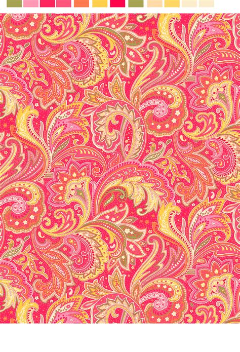RTC Fabrics 100% Cotton 44" Wide Bali Paisley Coral Print Sewing