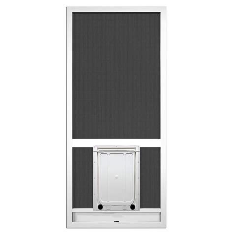 Pca 80 In X 36 In White Aluminum Hinged Screen Door With Pet Door