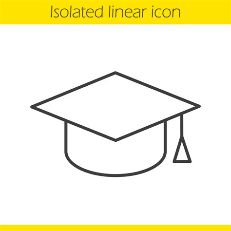 Square Academic Cap Linear Icon Students Hat Thin Line Illustration