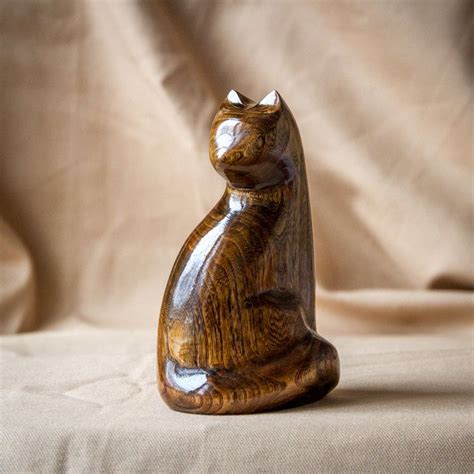 Wooden Cat Carved From Ash Tree The Wood Material For All
