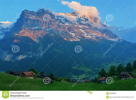 View Of The Eiger Peak From The Grindelwald Valley Switzerland Stock