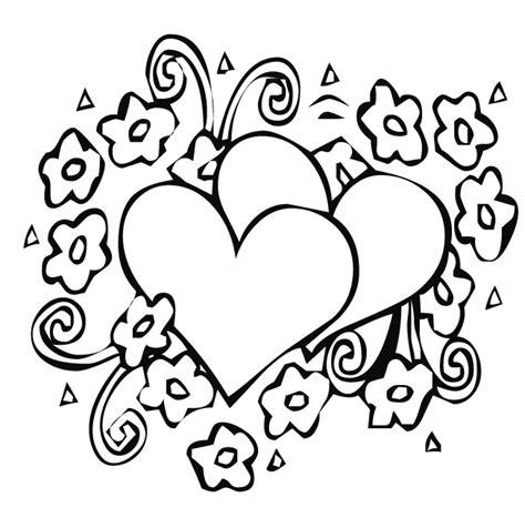 Heart And Flower Coloring Pages - Flower Coloring Page