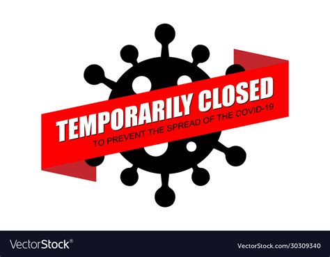 Temporarily Closed On Red Banner Background Vector Image