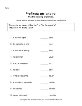 Best Images Of Prefix Un Re Worksheet Prefix Re And UN Worksheets