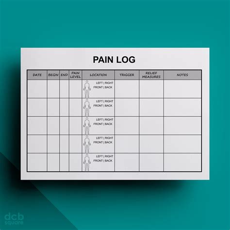 Pain Log Editable Printable Etsy