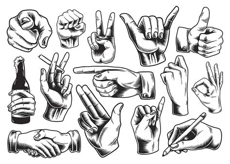 Collection Of Illustrated Hand Signs Free Photo Rawpixel