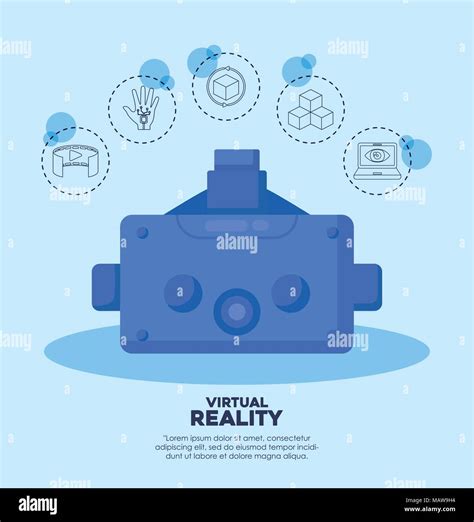 Scope And Virtual Reality Related Icons Over Blue Background Colorful