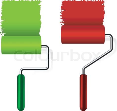 Paint Roller Brush With Paint On White Stock Vector Colourbox