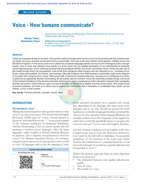 Pdf Voice How Humans Communicate