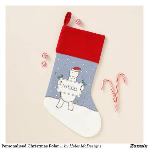 Personalised Cute Polar Bear Christmas Stocking Uk Polar